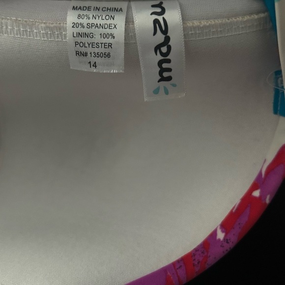 Mazu Swim Floral Plus Size (14) Tankini Top only Padded tata Support Cinched - Picture 9 of 10